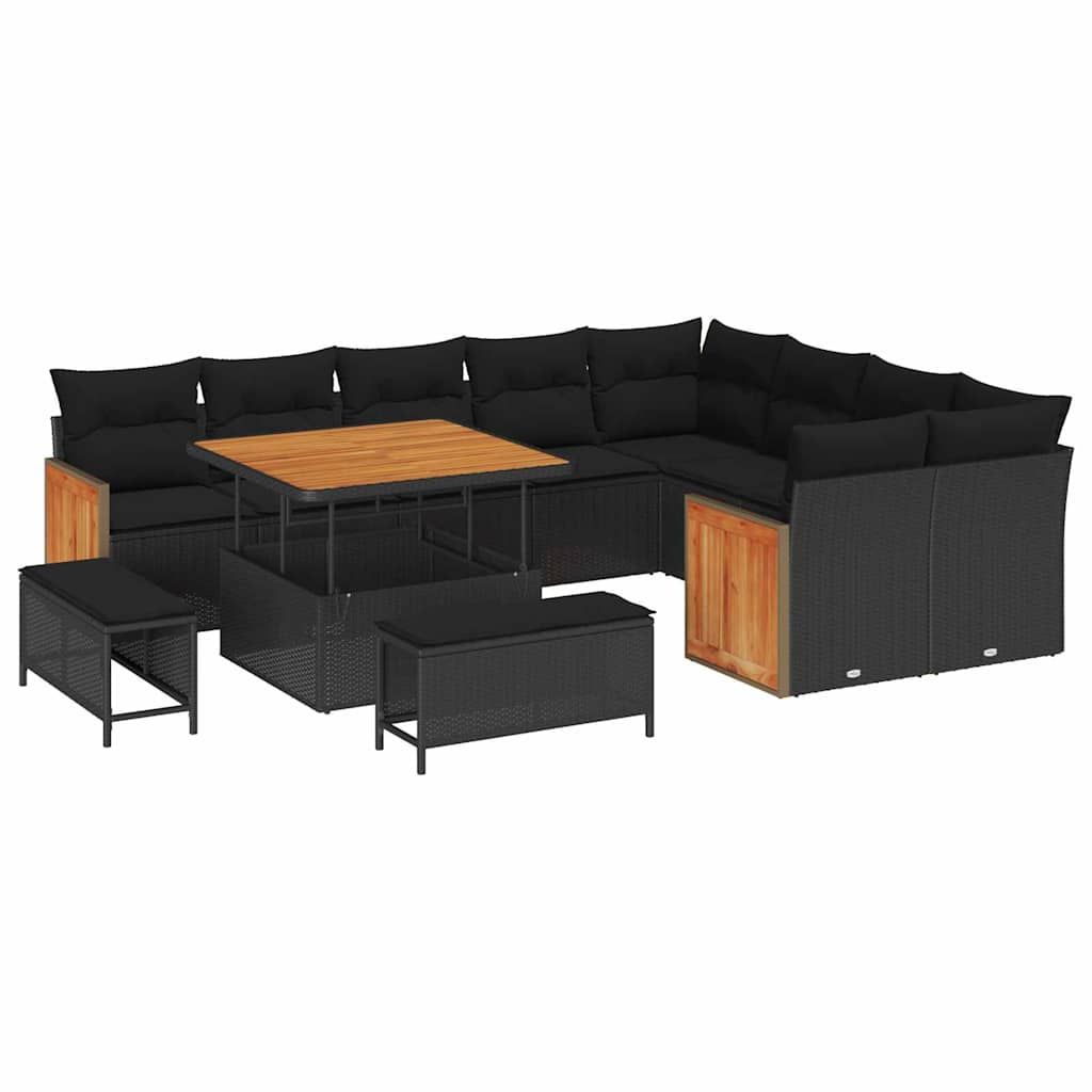 Garten-Sofa-Set 12 pcs Schwarz 100 x 100 x 71 cm Poly-Rattan